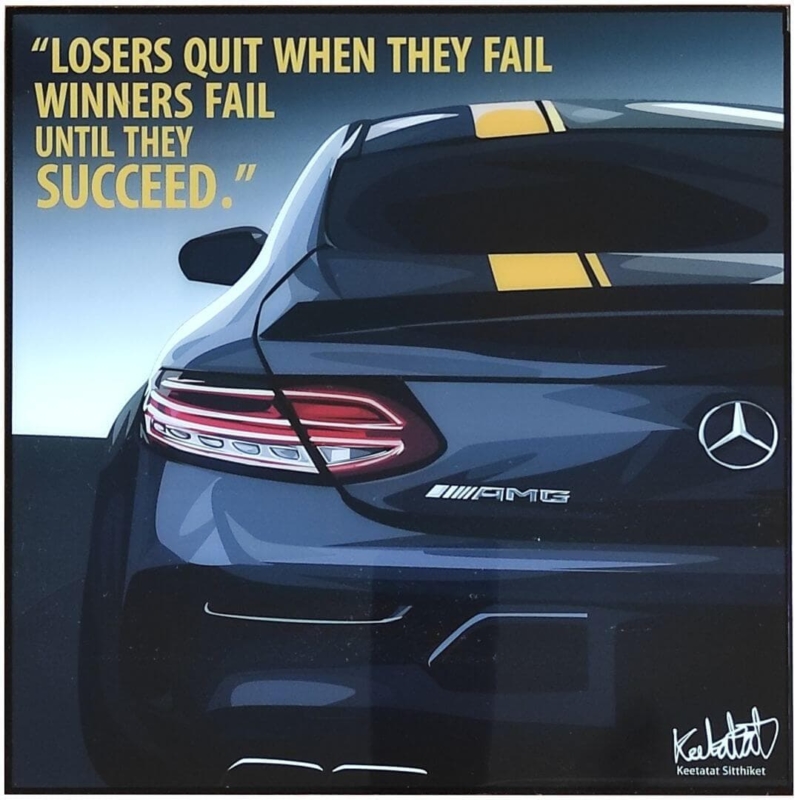 AMG Mercedes Popart Print - Losers quit when they fail winners fail until they succeed - simplypopart.com
