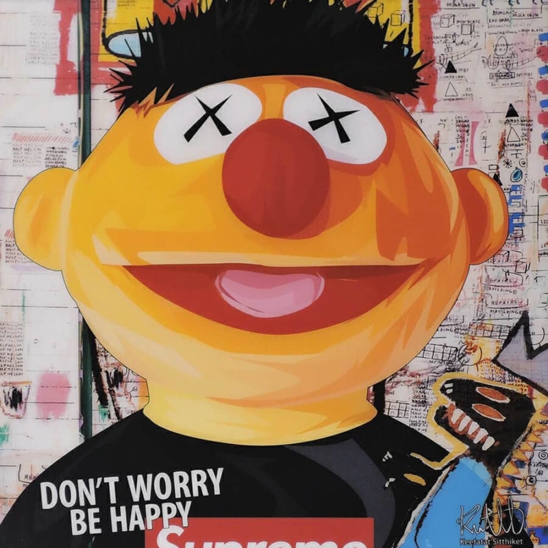 Sesame Streets Ernie - Dont worry be happy - pop art print - simplypopart.com